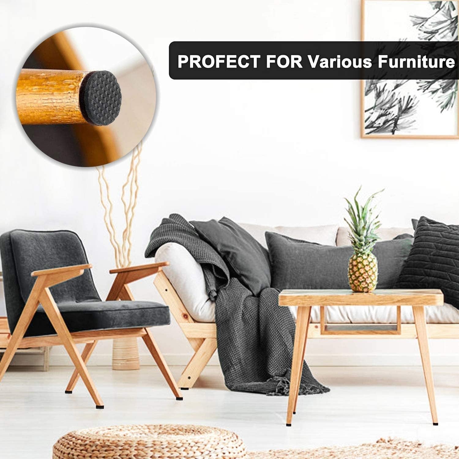 Non Slip Furniture Pads -56 Pcs（1+2）” Furniture Grippers, Non Skid Furniture Legs,Self Adhesive Rubber Furniture Feet, anti Slide Furniture Hardwood Floor Protector for Keep Couch Stoppers