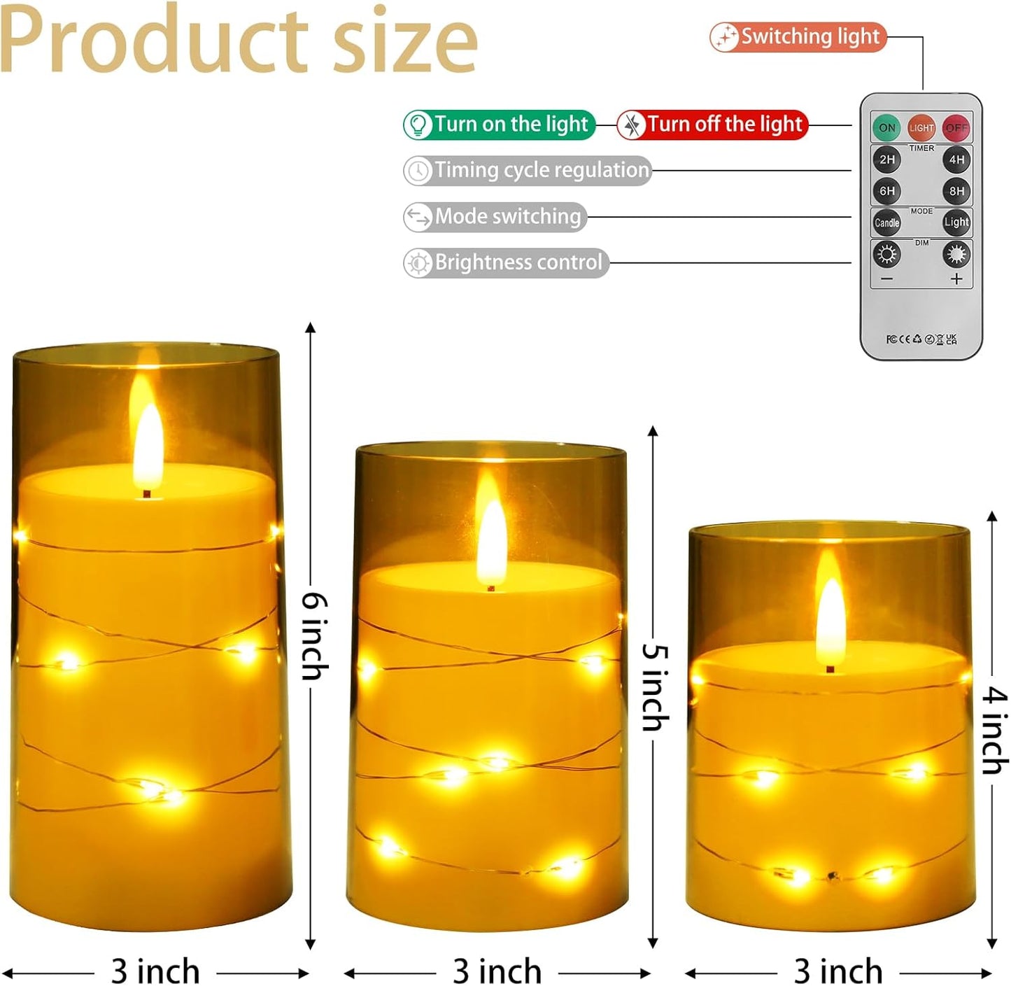 Flameless Candles,Battery Operated Candles LED Candles with Remote and Timer Flickering Flameless Candles for Romantic Ambiance and Home Halloween Decor Durable Acrylic Shell with Embedded Star String