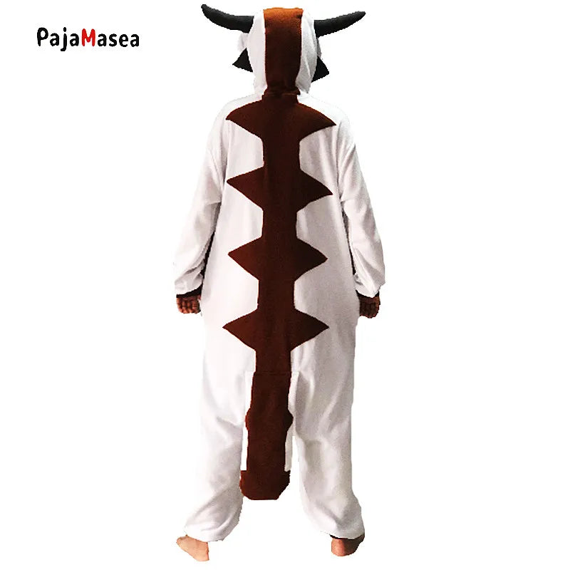 Adult Unisex Cow Appa Animal The Last Airbender Cosplay Costume Anime Pretty Pajamas Halloween Family Party Onesies Kigurumi