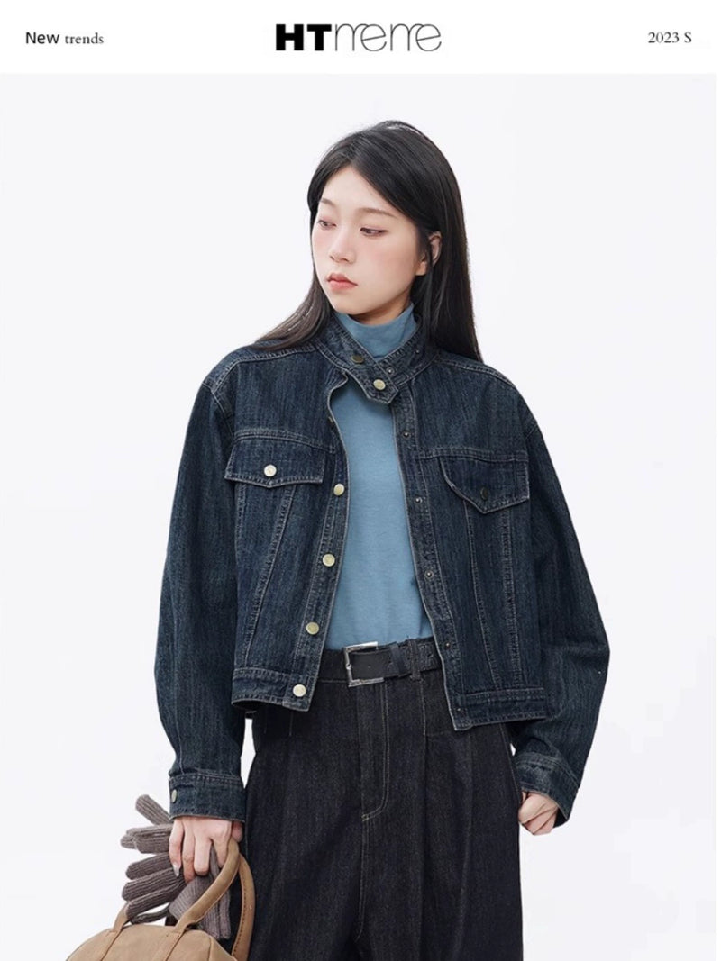 Htmeme Hanada Window Fashionable Vintage Denim Jacket