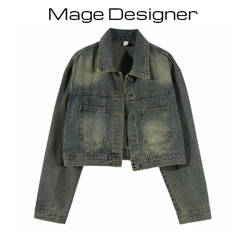 Retro Denim Lapel Single Breasted Niche Short Coat