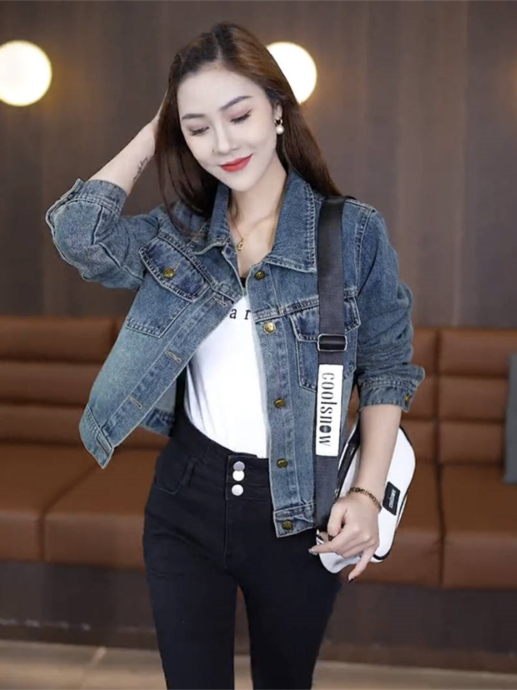 Fashion Casual Cropped Jacket Denim Coat