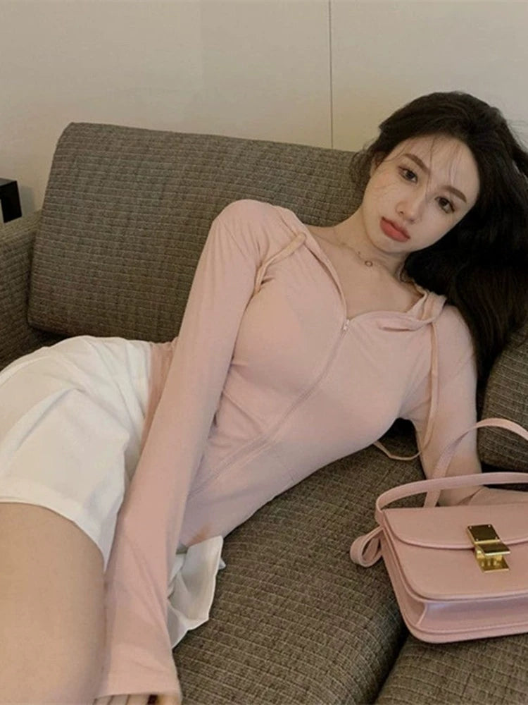 Pink Pure Desire Sexy Silm Short Sport Cardigan