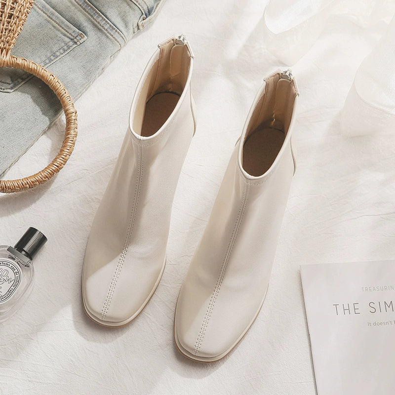 Fall/Winter 2023 plus Velvet White Thick Heel Thin Boots