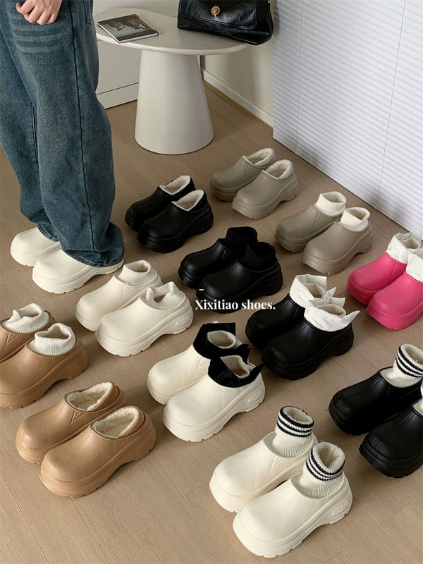 Thin Stripe Winter Raise the Bottom Snow Boots Cotton Shoes