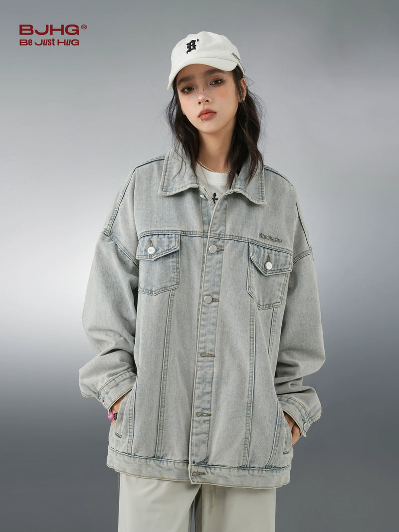 Bjhg American Retro Short Jacket Denim Coat