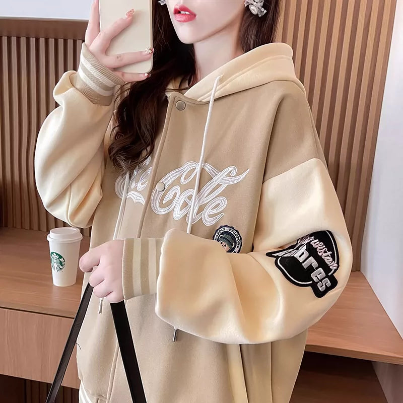 Brushed Jacket Loose Cardigan Sweatshirt Autumn and Winter Clothing