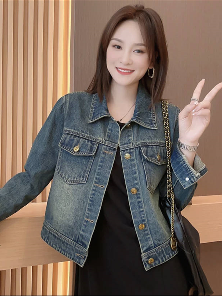 Fashion Casual Cropped Jacket Denim Coat