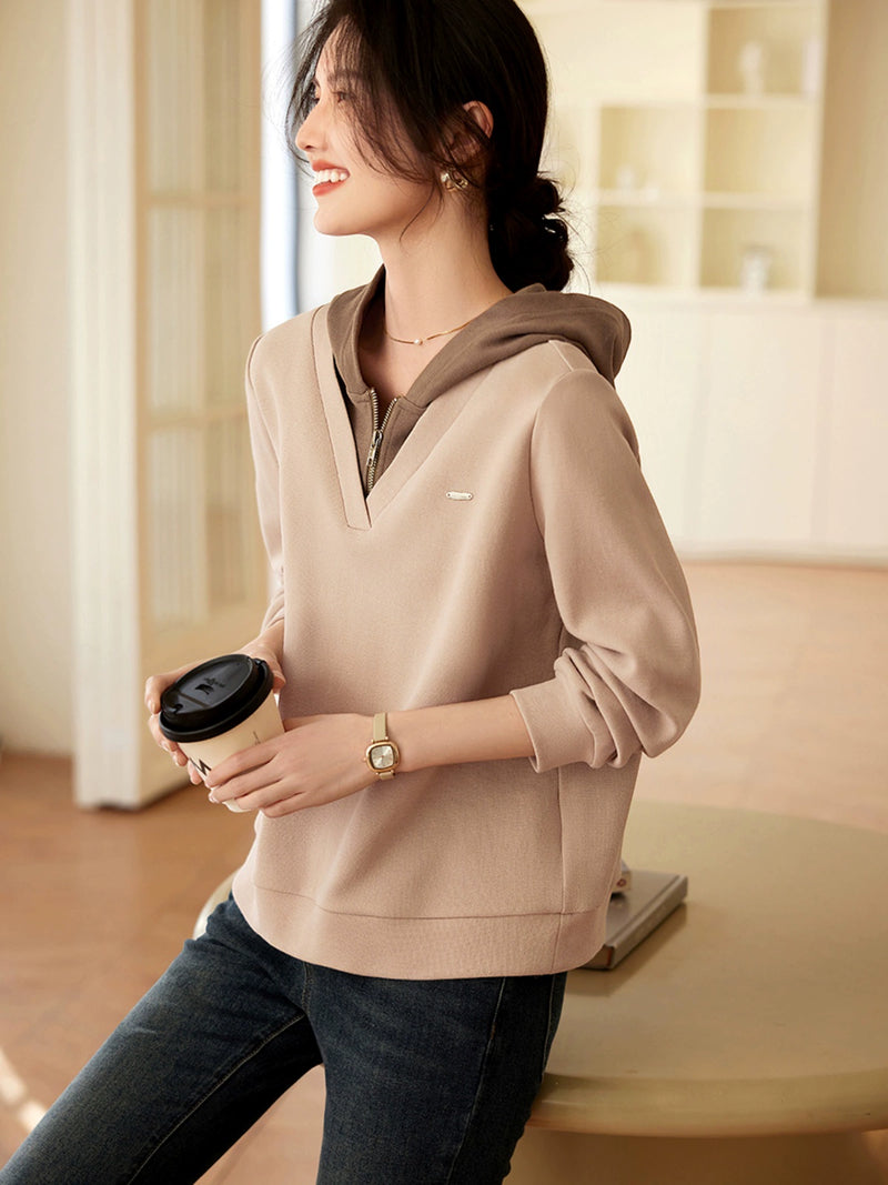 Xwi Casual Spring 2024 Loose Hooded Sweatshirt