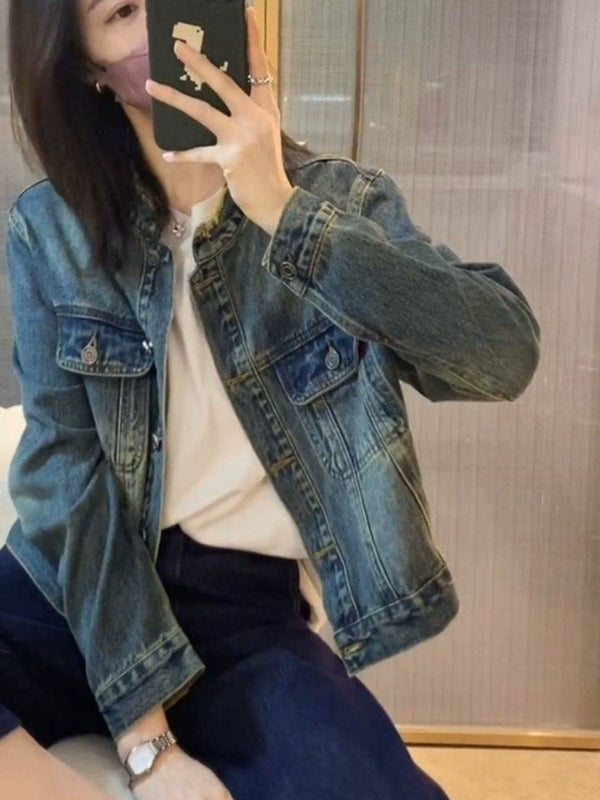 Fashion Special-Interest Denim Vintage Jacket Top Short Coat