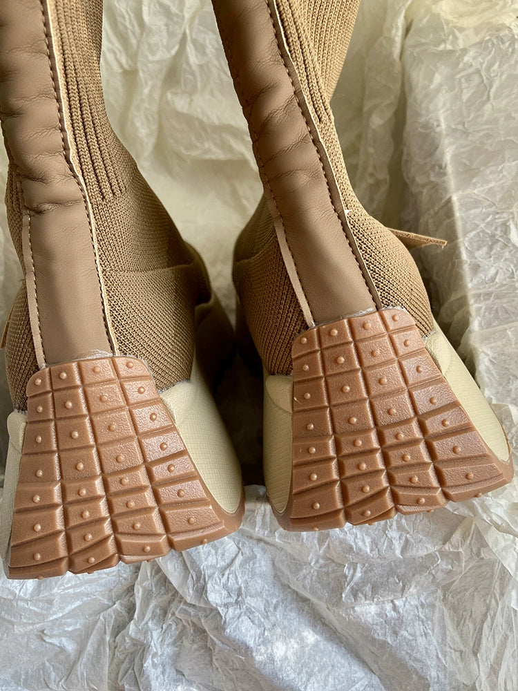 Winter Fleece-Lined Platform Ins High-Top Clunky Sneakers Ankle Sock Boots