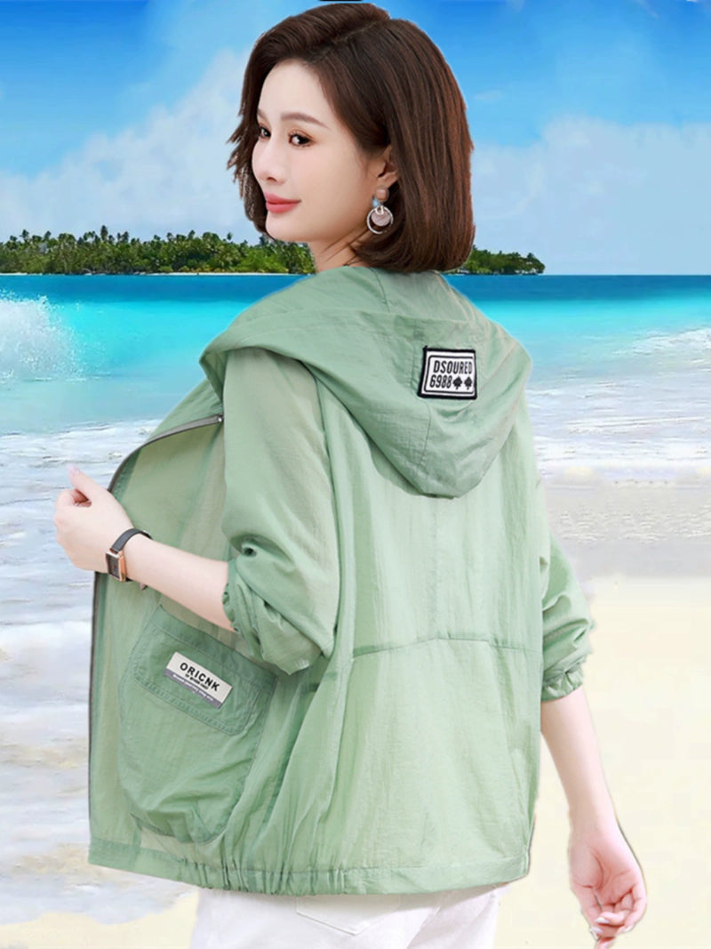 Lightweight Short Hood Sun Protection Clothing Women's Summer Wear Middle-Aged Middle-aged Women Dress Small Shirt Small Jacket Breathable Sun-Protective Clothing Tide