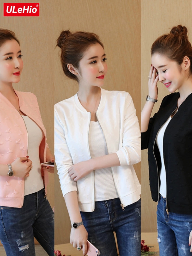 Short Spring and Autumn Casual Women's Baseball Uniform Cardigan Outwear