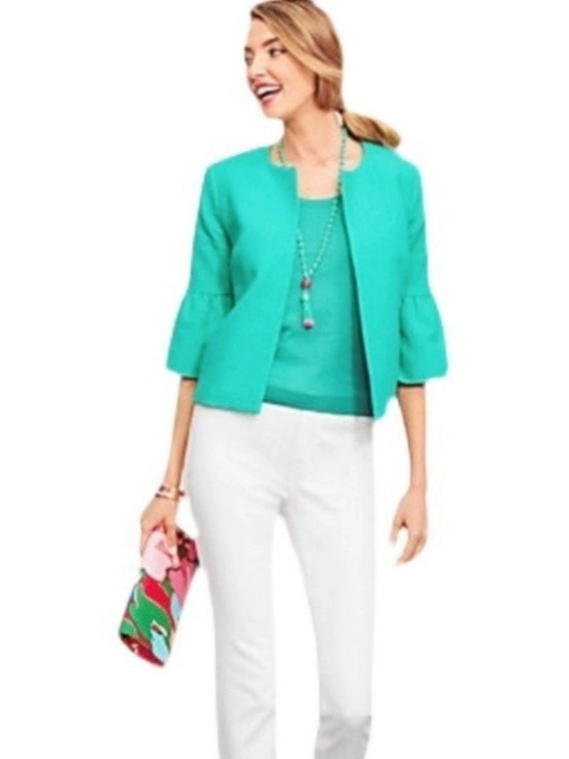 Chubby Girl No Buckle Outwear Cotton Elastic Flared Half Sleeve with Pockets Jacket Fashion Spring & Fall plus Size Women's Clothes Top Good Texture