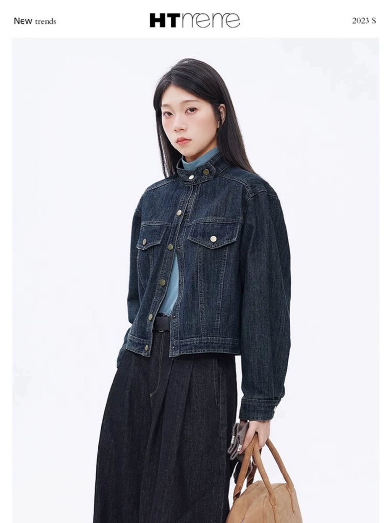 Htmeme Hanada Window Fashionable Vintage Denim Jacket