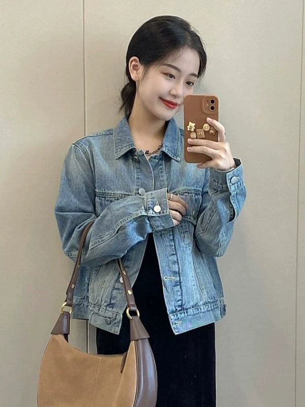 Casual All-Match Short Jacket Cardigan Top Denim Jacket