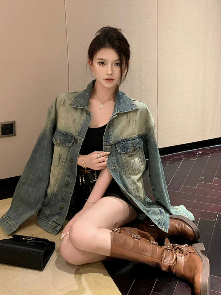 Retro Washed Best Selling Fancy Casual Denim Coat