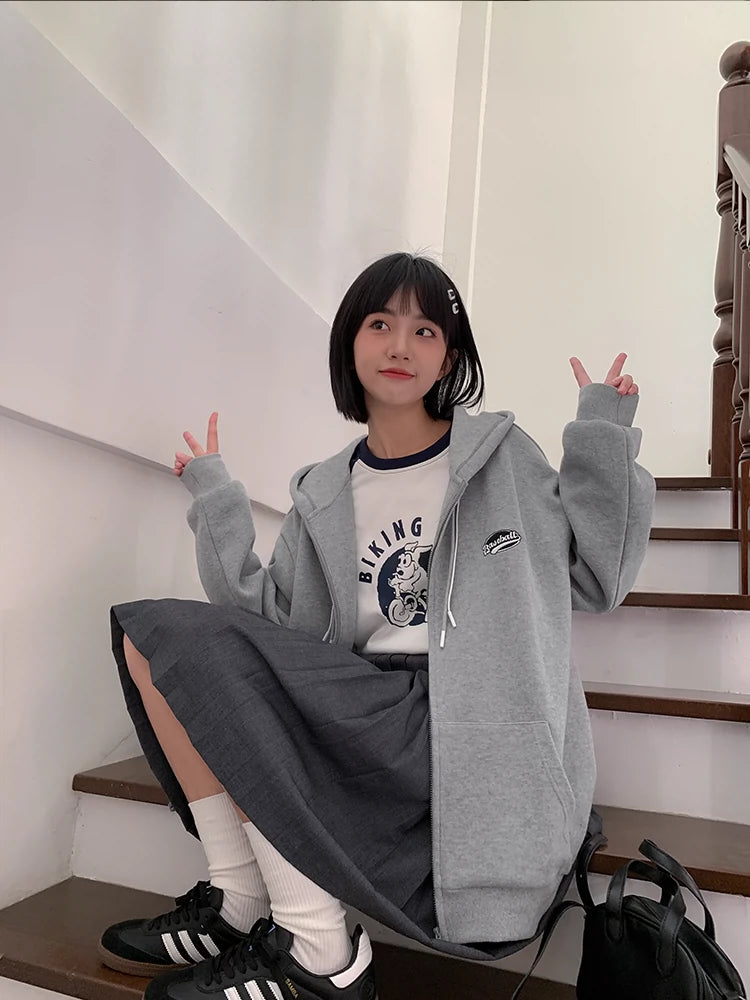 Loyal Dog Xiao Ba Pear-Shaped Homemade Hoodie Loose Lazy Casual Top Outerwear All-Matching Girl Spring Cardigan