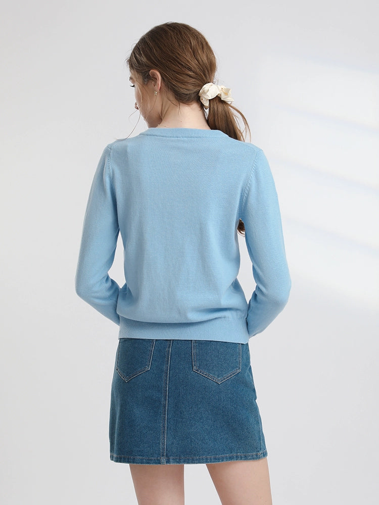 Pure Cotton BM Knitting Cardigan Women's Thin Spring and Summer Long Sleeves Tops Outer Gray 100% Cotton Thread Old Money Style Sweater Outwear