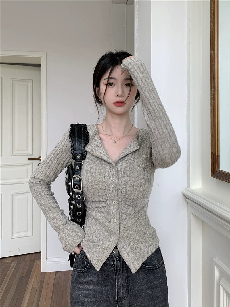 Autumn Plus Size Ladies Sexy Slim Top Knitted Cardigan