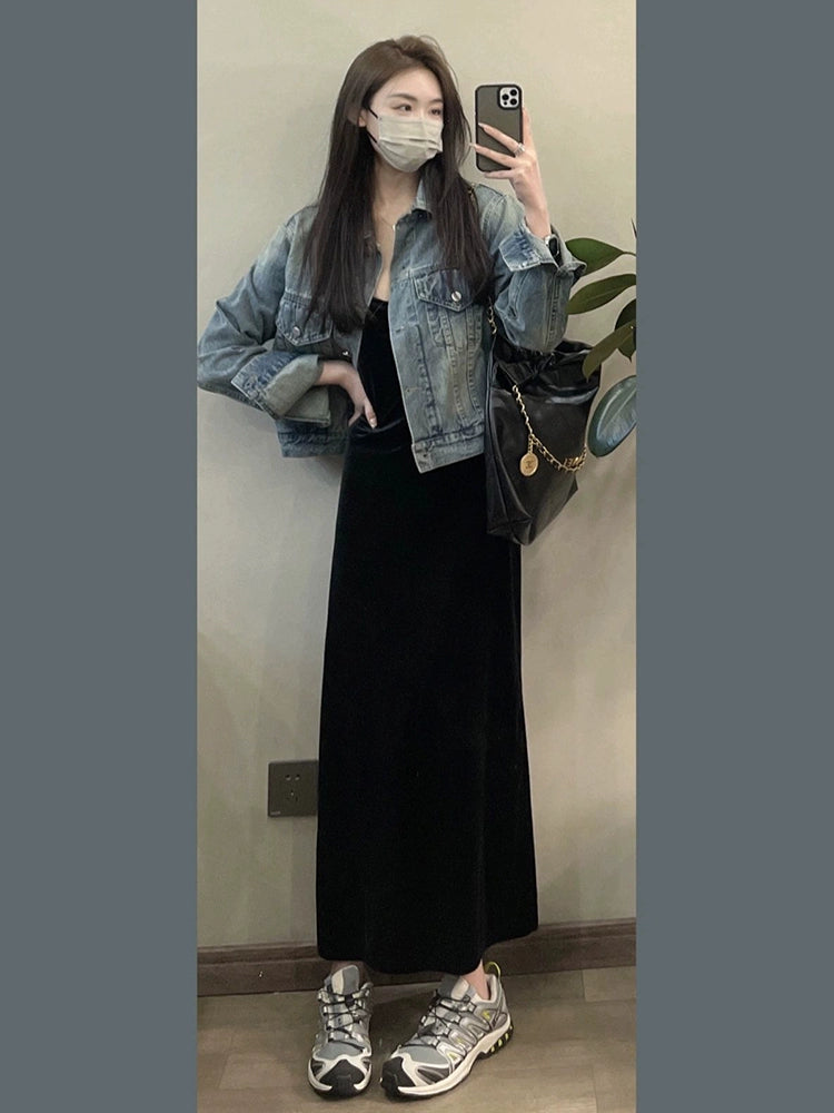 Retro Hong Kong Style Denim coat Women Spring and Autumn New Loose Design Casual All-matching Short Cardigan Jacket Top