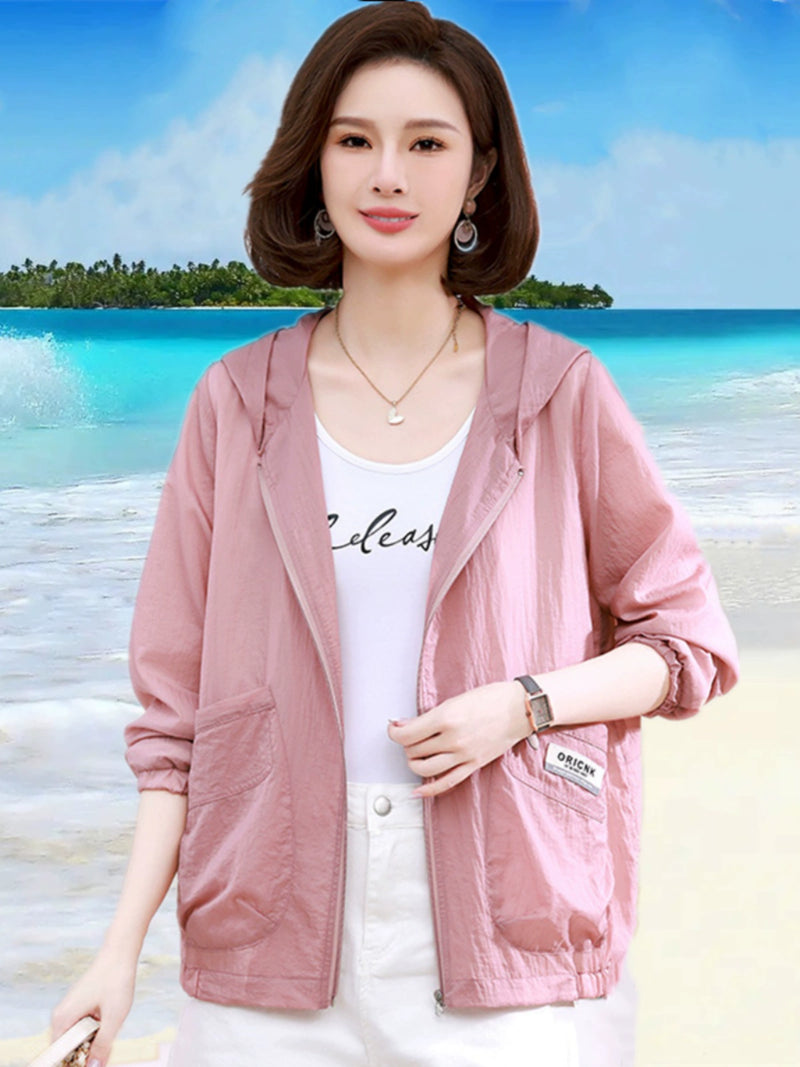 Lightweight Short Hood Sun Protection Clothing Women's Summer Wear Middle-Aged Middle-aged Women Dress Small Shirt Small Jacket Breathable Sun-Protective Clothing Tide