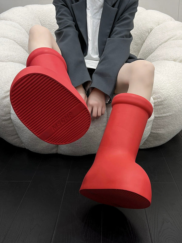Star and Internet Celebrity Couples Shoes for Men and Women Astro Boy Same Style Red Boots Thick Bottom Waterproof High Leg Boot 3D Cartoon Rocket Boots