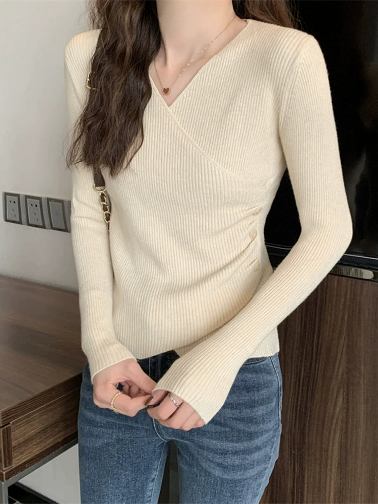 Autumn and Winter Low Collar Long Sleeves Inner Wear Knitted Beautiful Bottoming Shirt