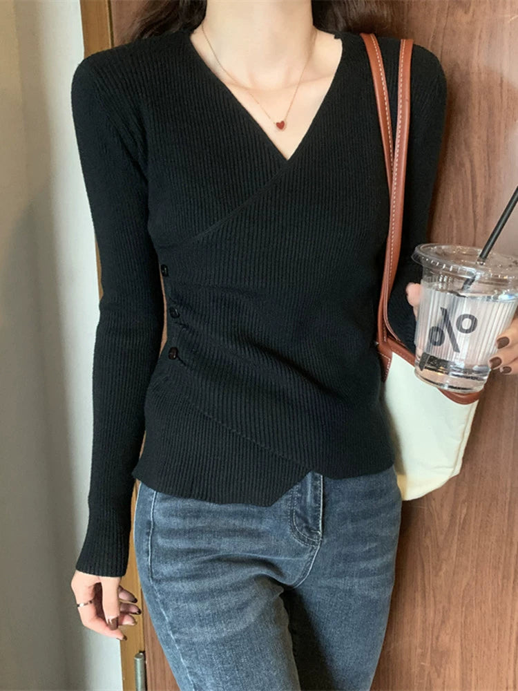 Autumn and Winter Low Collar Long Sleeves Inner Wear Knitted Beautiful Bottoming Shirt