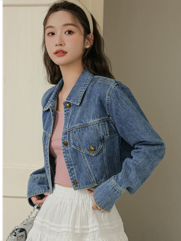 Retro Hong Kong Style Denim Niche Jacket Jacket Short Coat