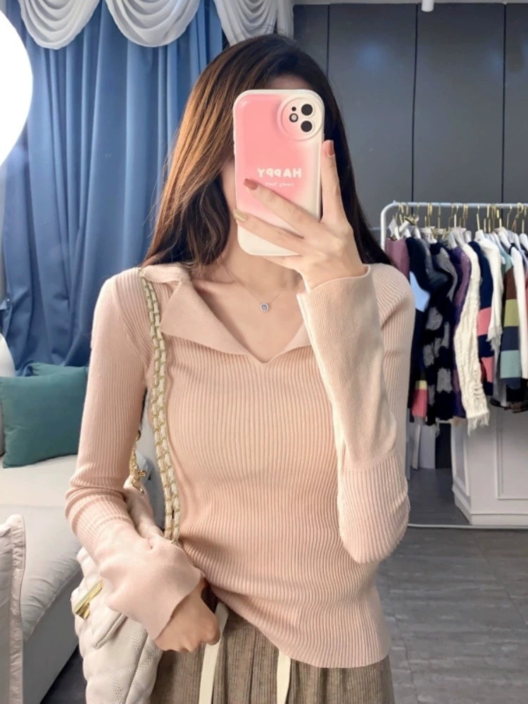 French Minority Pullover Pink Early Autumn Outerwear Sweater