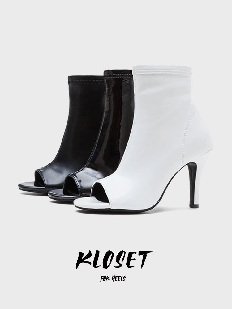 Heels Patent Leather Sandal Boots White Dancing High Heels