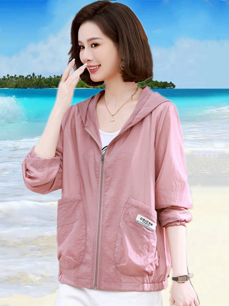 Lightweight Short Hood Sun Protection Clothing Women's Summer Wear Middle-Aged Middle-aged Women Dress Small Shirt Small Jacket Breathable Sun-Protective Clothing Tide