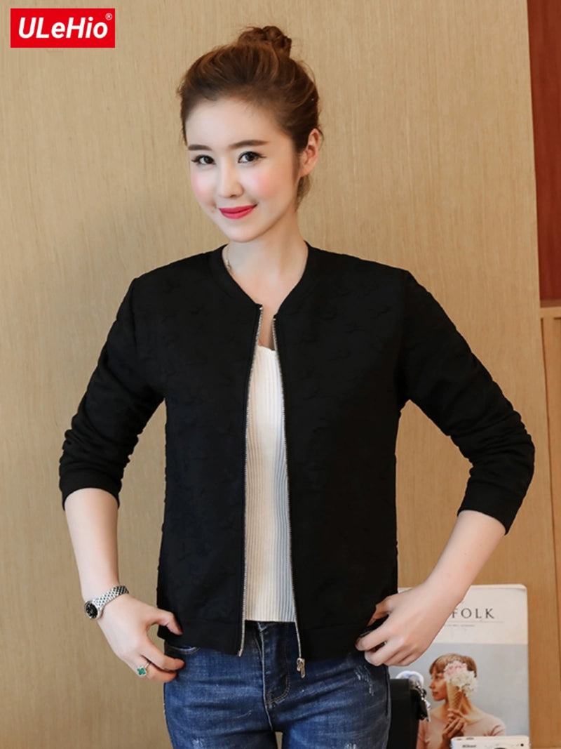 Short Spring and Autumn Casual Women's Baseball Uniform Cardigan Outwear