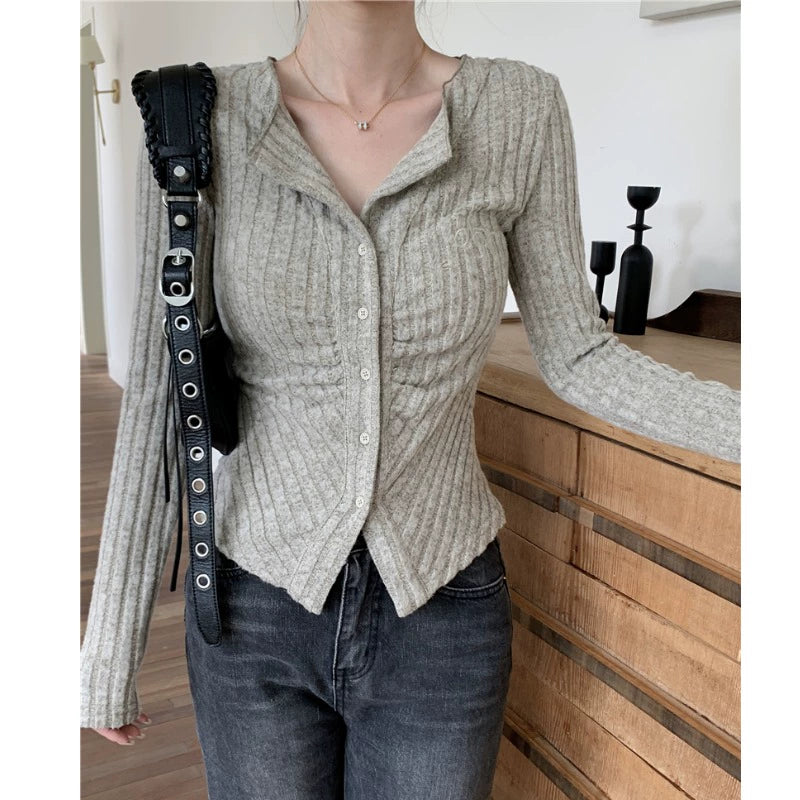 Autumn Plus Size Ladies Sexy Slim Top Knitted Cardigan