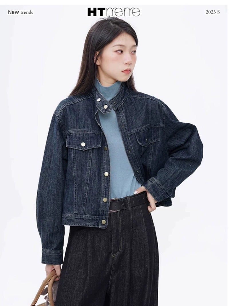 Htmeme Hanada Window Fashionable Vintage Denim Jacket