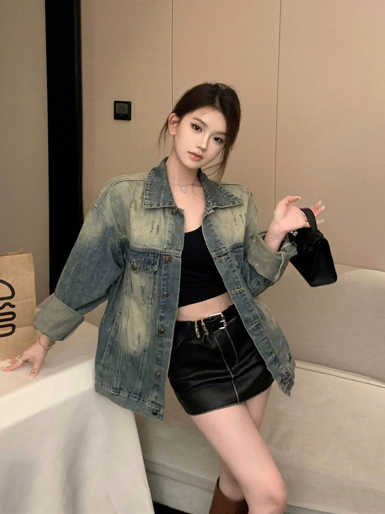 Retro Washed Best Selling Fancy Casual Denim Coat