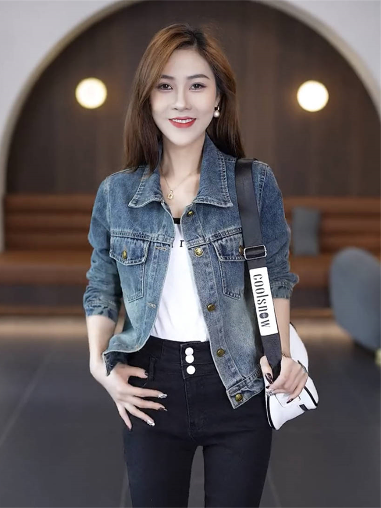 Fashion Casual Cropped Jacket Denim Coat