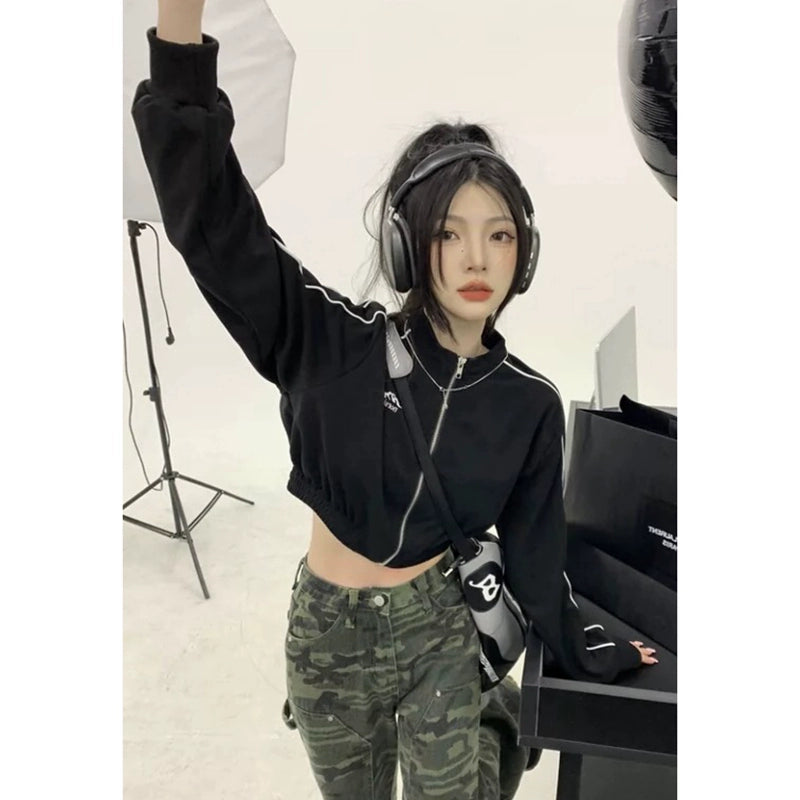 Sweet Cool Style Shoulder Long Sleeves Short Sports Sexy Sweatshirt
