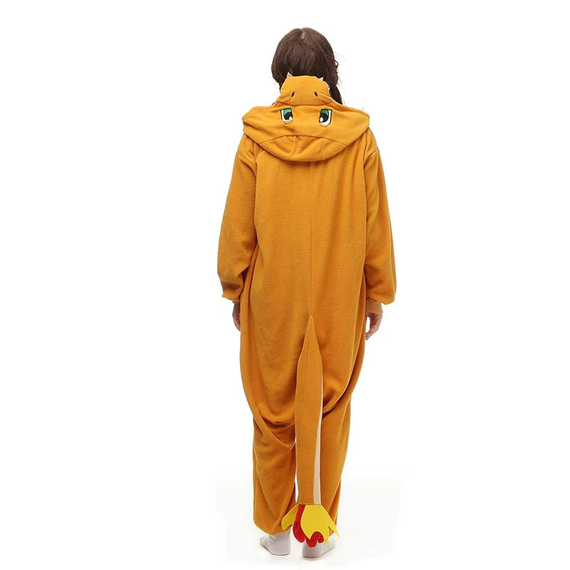 Pokemon Onesie Charmander Cosplay Costume Christmas Pajamas Fleece Women One-Piece Kigurumi Full Body Pijama Anime Whole Clothes