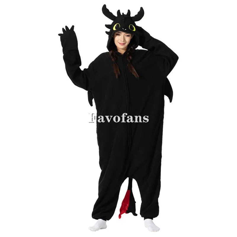 XXL Black Animal Kigurumi Adults Onesies Women Men Pajamas Halloween Costumes Cosplay Jumpsuit Christmas Gift