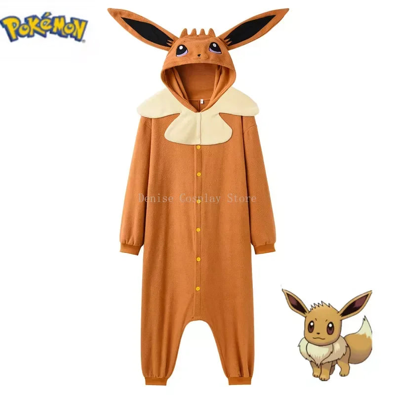 Anime  Onesies Eevee Adults Cosplay Costume Snorlax Squirtle One-Piece Pajama Full Body Pijama Christmas Sleepwear Halloween