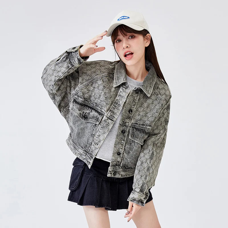 Semir Denim Jacket Women Bat Sleeve Raglan Sleeves 2023 Spring Loose Vintage Jacket Lapel