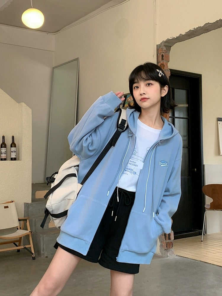 Loyal Dog Xiao Ba Pear-Shaped Homemade Hoodie Loose Lazy Casual Top Outerwear All-Matching Girl Spring Cardigan