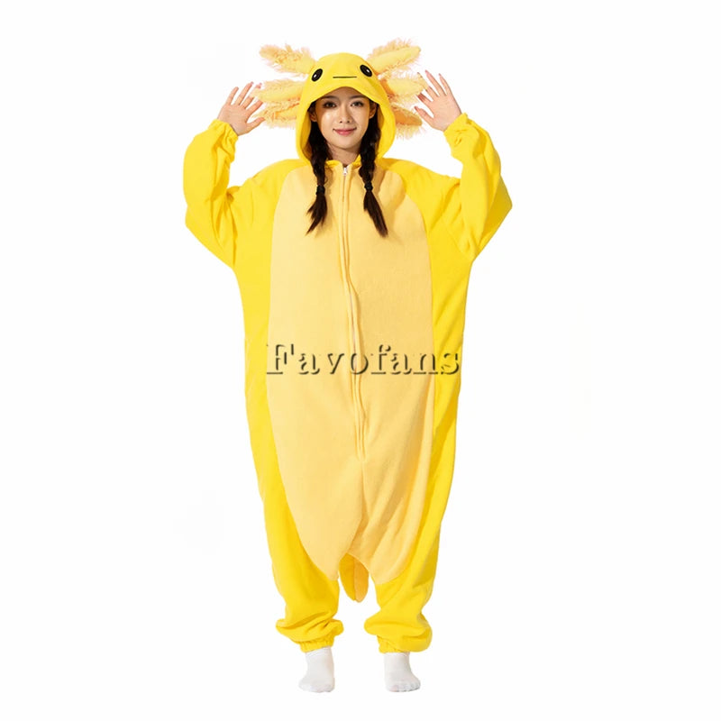 Adult Halloween Onesie Cartoon Axolotl Pajamas For Women Animal Kigurumi Pyjamas Homewear Cosplay Party Costume