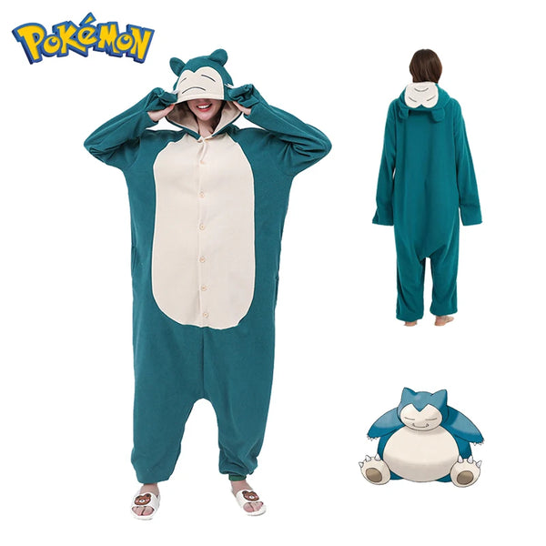 Women Pajamas Pokemon Onesie Snorlax One-Piece Pijamas for Adults Cosplay Costume Halloween Kigurumi Christmas Sleepwear Suit