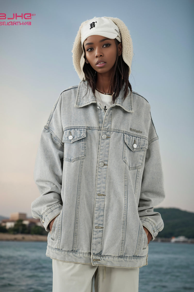 Bjhg American Retro Short Jacket Denim Coat