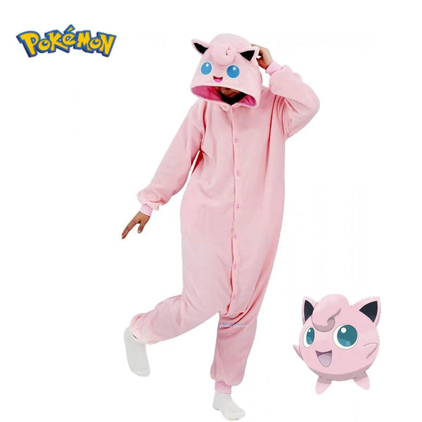 Jigglypuff Onesie Pajamas Christmas Pokemon Cosplay Costume Women One-Piece Kigurumi Full Body Pijama Anime New Year Sleepwear