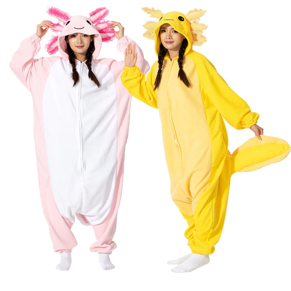 Adult Halloween Onesie Cartoon Axolotl Pajamas For Women Animal Kigurumi Pyjamas Homewear Cosplay Party Costume