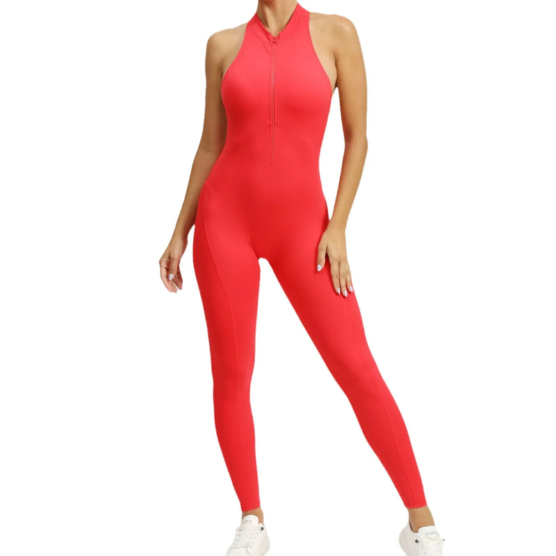 Seamless Yoga Jumpsuits One-Piece Zipper Sports Fitness Hollow Beauty Back Hip-lifting Running Training Tracksuits for Women